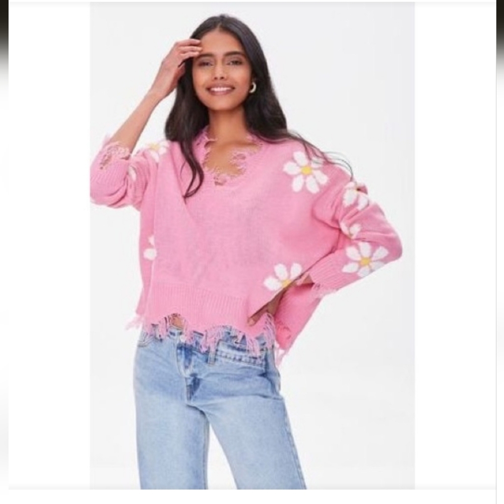 Just Polly Distressed Sweater (Purple)